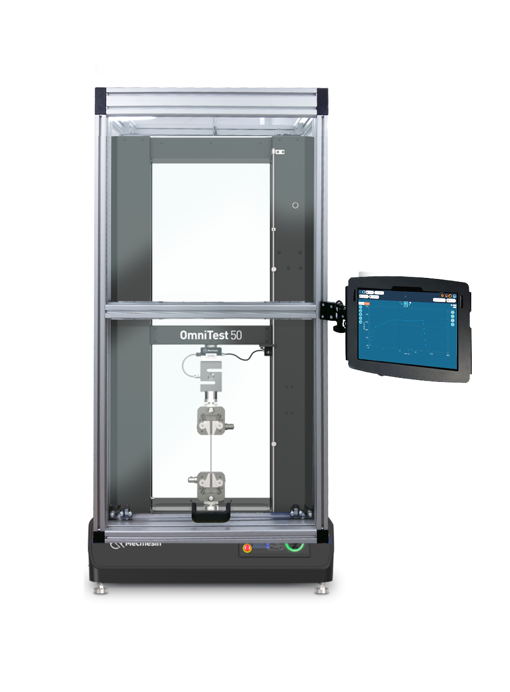 Twin-column OmniTest with custom safety guard and touch console installed