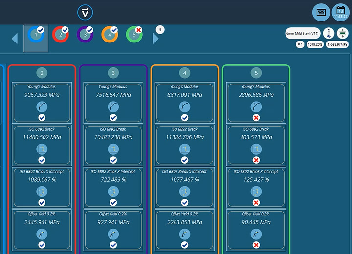 Software screenshot demonstrating pass/fail of test results