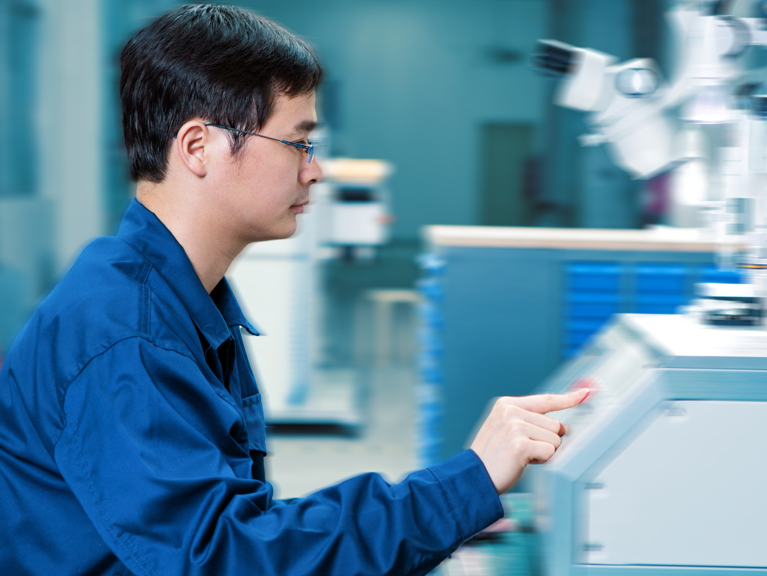 Stock photo of service and calibration engineer working test equipment