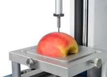 432-087 2mm Needle Probe and extension rod performing penetrability test on an apple