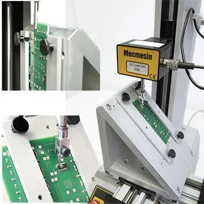 PCB pull-off and shear test fixture various views