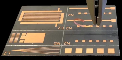 MB PCB copper peel close up printed circuit board