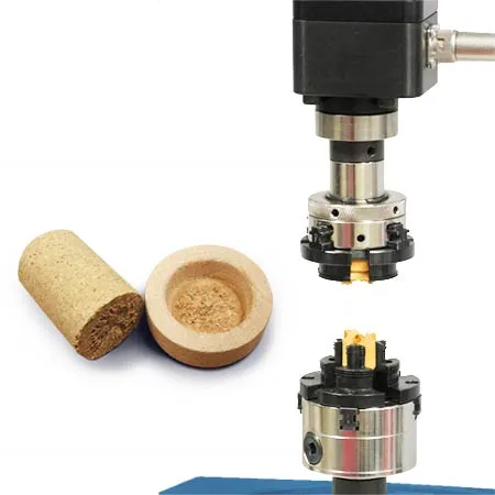 Torque test to destruction of adhesive bond between cork shank and wooden top 