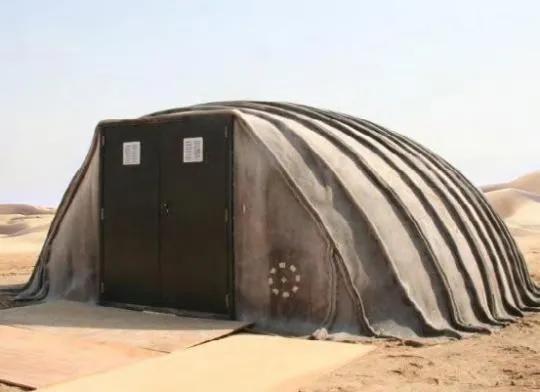 Deployed concrete canvas shelter
