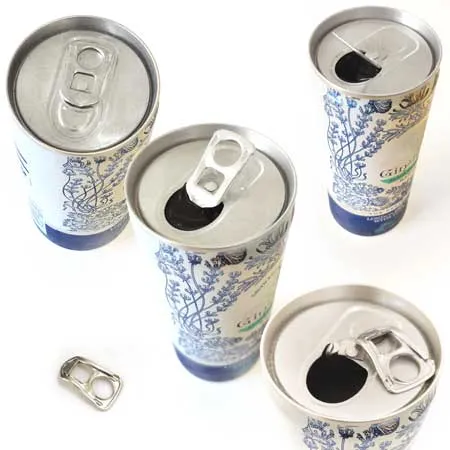 Wine or spirit drink can with pull tab opening and failure