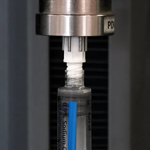 Close up luer lock torque test