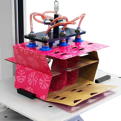 Suction fixture carton fold test, fully open position [PDV8017]