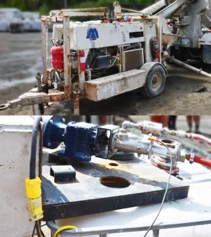 Pompe de pulvérisation pour application de béton projeté