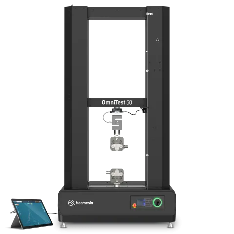 Product image of OmniTest 50 high capacity twin-column universal testing system with Windows tablet