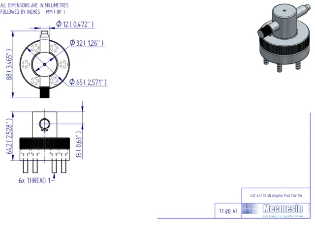 432-451 QC Type L 32mm 50 kN Adaptor Post C-W Pin